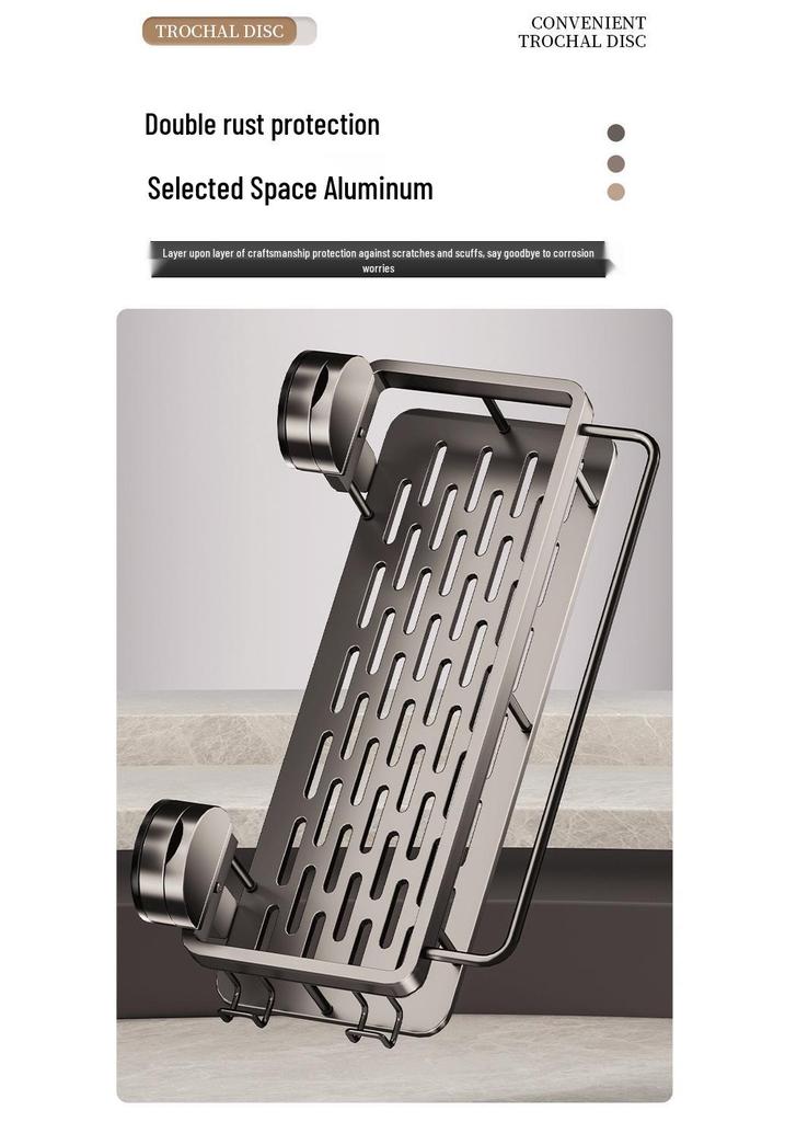 No-Drill Wall-Mounted Bathroom Storage Rack with Suction Cups