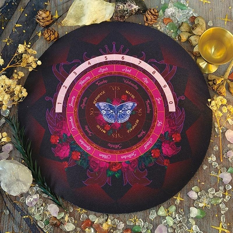 Pendulum Board Divination Mat with Crystal Pendulum Necklace Witchcraft Supply for Divination Enthusiasts