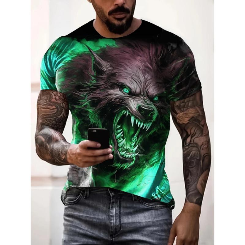 Animal Wolf 3D Print T-Shirts Streetwear Men Fashion Casual Oversized O-Neck Short Sleeved T Shirt