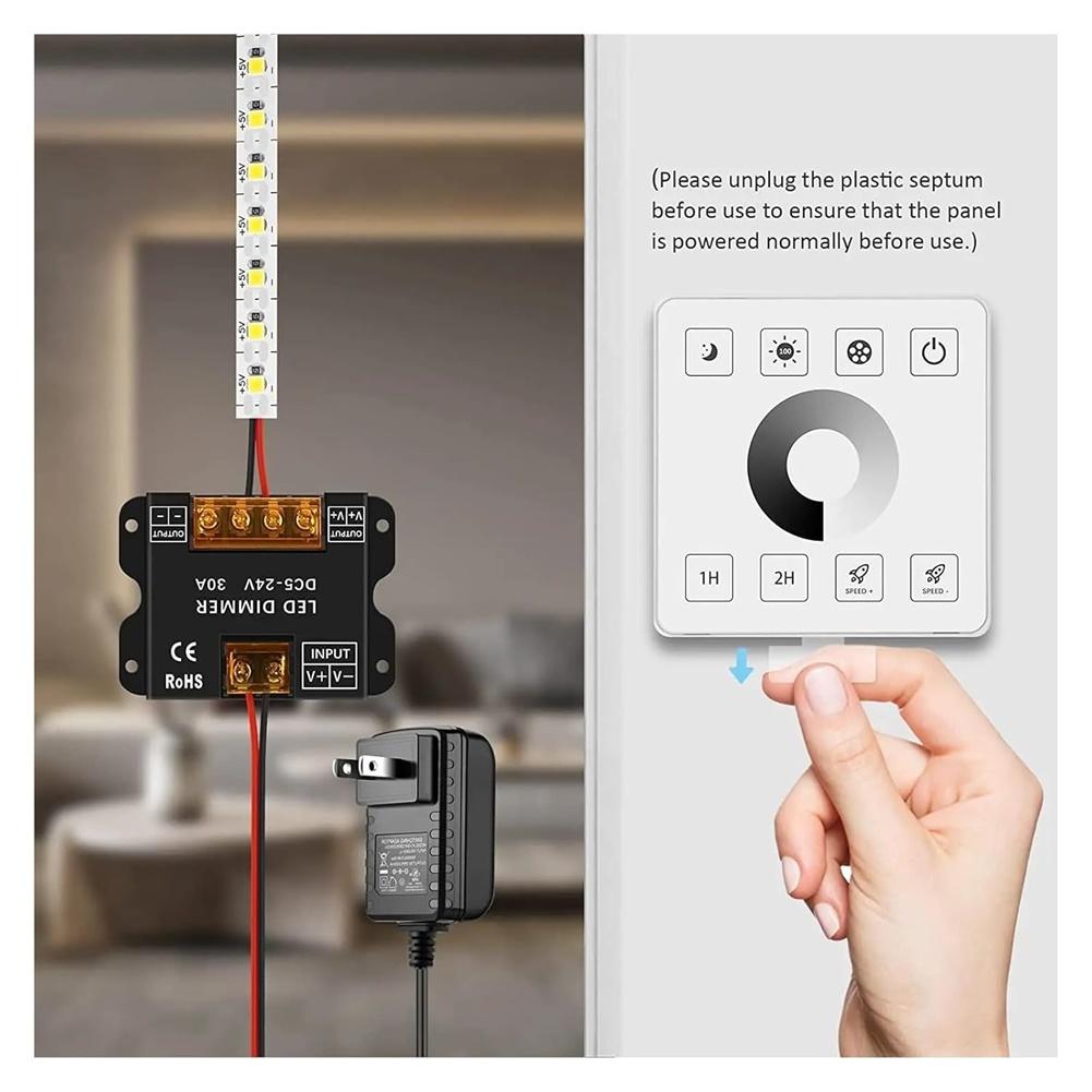 LED Dimmer for Flexible LED Strips 5V-24V Input Touch Dimmer Controller for 12V 24V LED Tape with 433MHz Remote
