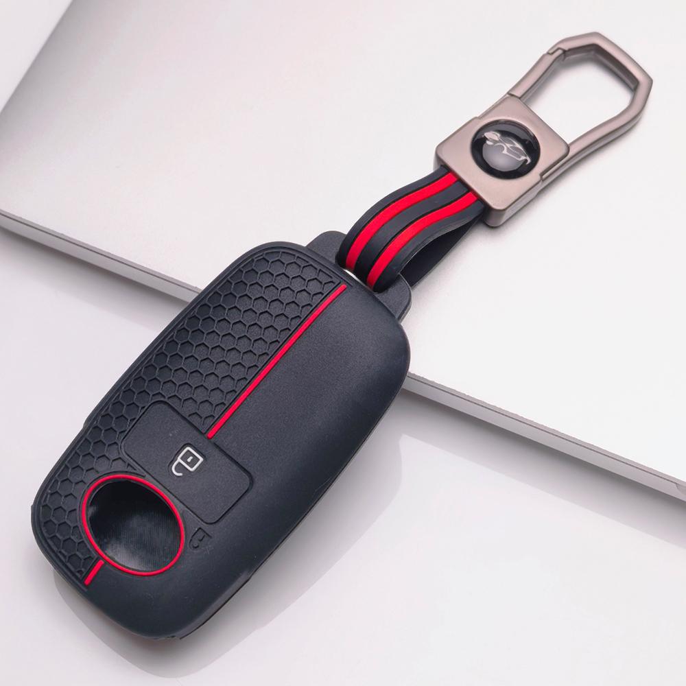 Soft Silicone Smart Key Sleeve for Toyota Raize Veloz Avanza Wigo Rush Calya Sigra with Keychain Honeycomb Texture Soft Silicone Smart Key Fob Sleeve
