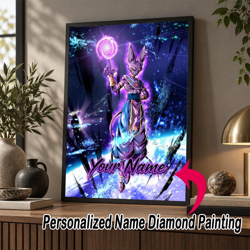Personalized Beerus Diamond Art Custom Name 5D Diamond Painting Full Drill DIY Craft
