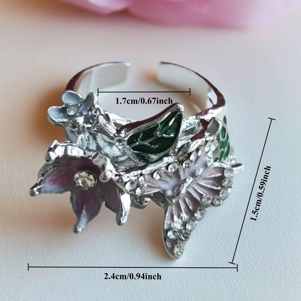 Oil Dripping Butterfly Ring Elegant Finger Jewelry Sweet Opening Finger Ring Ladies Jewelry