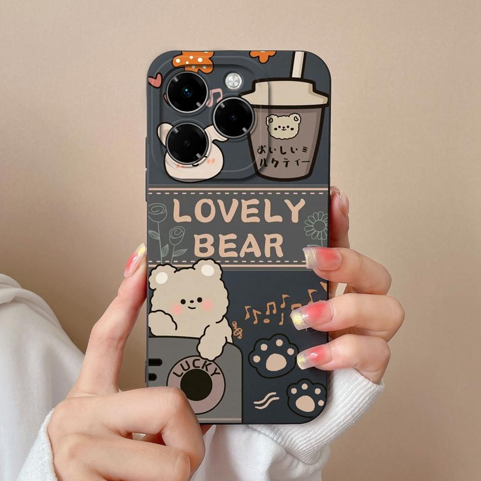 

Чехол с милым медведем для Infinix Hot 50 Pro Plus 50i Note 40X Zero 40 Smart 9 4G 5G, милый силиконовый мягкий защитный чехол с узором заживления для Infinix New Capa Infinix Hot 50i 4G