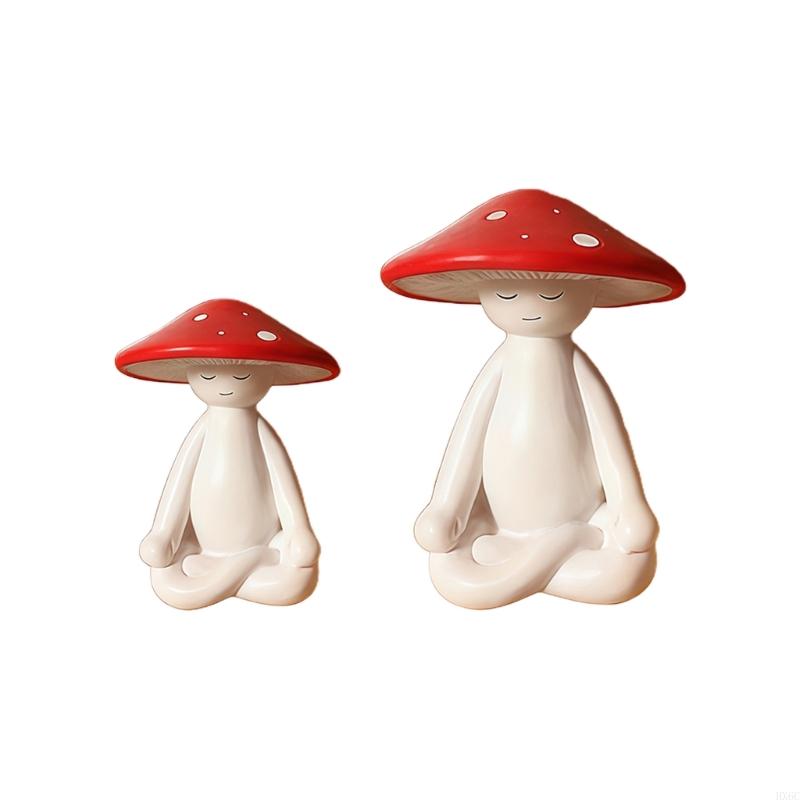 Garden Decors Statue Meditations Mushroom Figurines Housewarming Gift for Patio HX6C