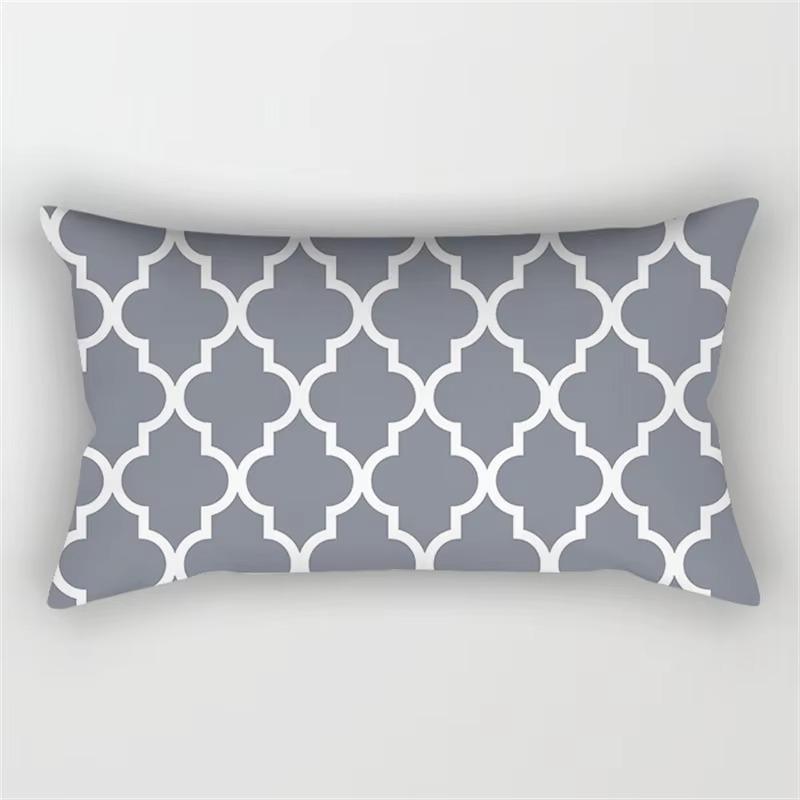 Patchwork Grey Geometric Pattern Print Decoration Bedroom Living Room Office Waist Support Home Rectangular Pillowcase