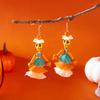 Halloween Skeleton Dangle Earrings With Resin Insect Design For Women