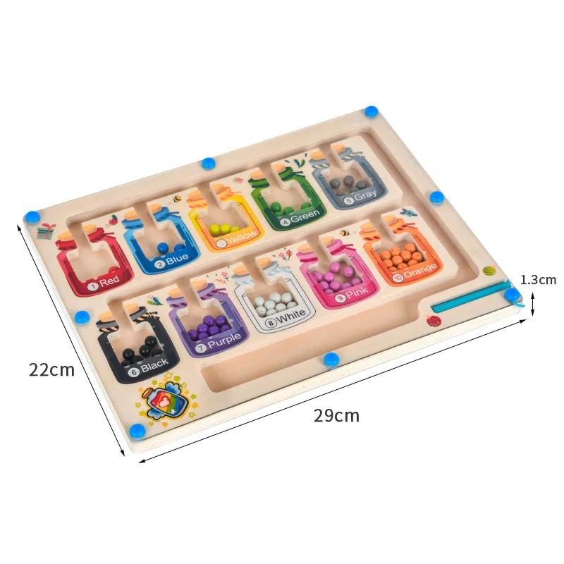 Children Montessori Toy Magnetic Pen Moving Ball Game Color Sorting Counting Board Fine Motor Training Sensory Educational Toys
