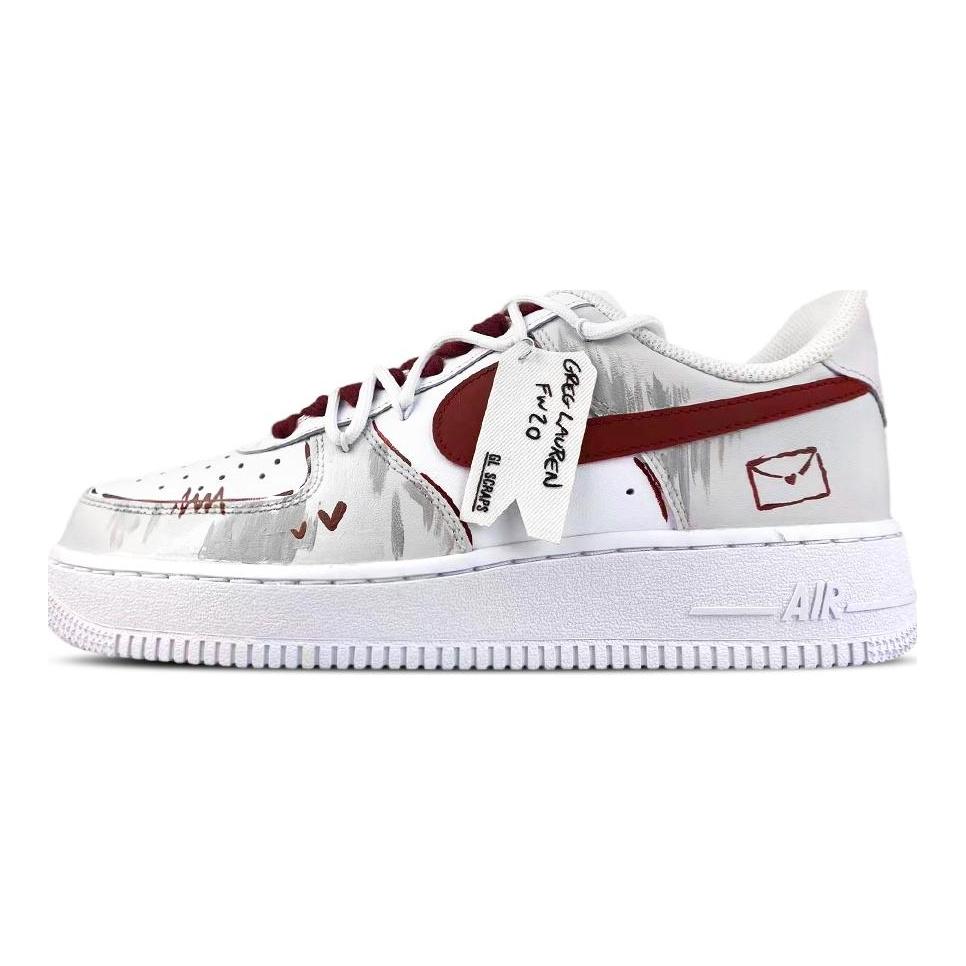 Nike Air Force 1 BNK Blush Letter Low Top Skateboard Shoes Unisex White Red CW2288-111(Team1771-)
