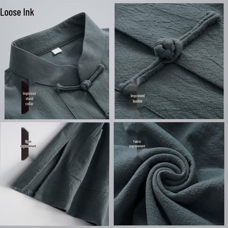Men's Traditional Chinese Style Cotton-Linen Tang Suit, Retro Hanfu Zhongshan Suit & Tai Chi Attire