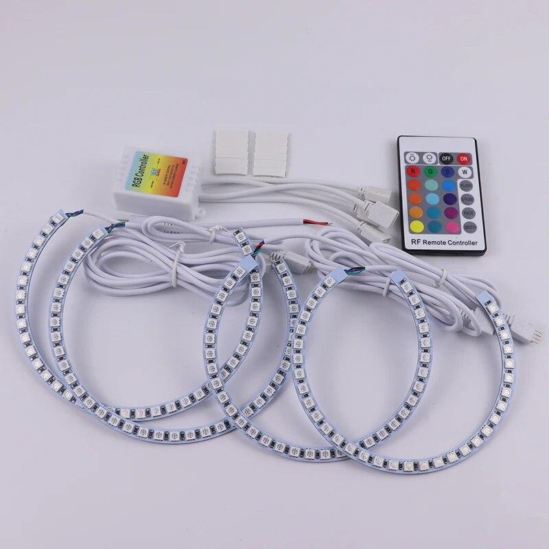 Multi-Color 5050 RGB Halo Rings LED Bulb Flash Car Headlight DRL With RF Control for BMW 3 5 7 series E36 E38 E39 E46