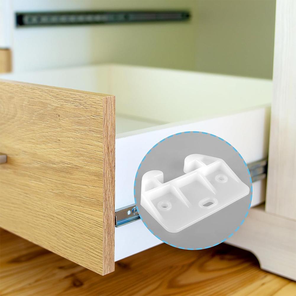 10 PCS Plastic Drawer Guide Plastic Drawer Replacement Parts Bottom Mount White Dresser 2.28 X 1.61 X 0.28 Inches