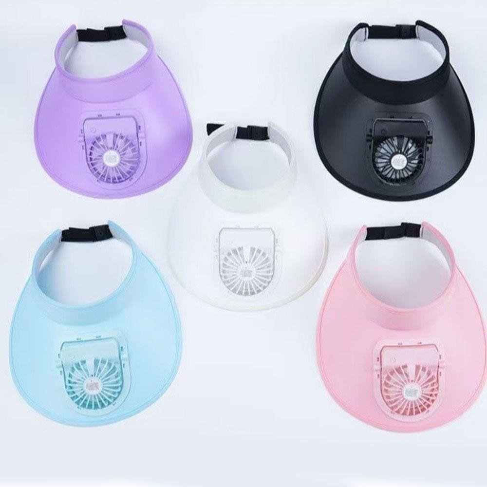 Großer Rand Kühlender Ventilator Hut USB Wiederaufladbar Damen Sonnenhut Freizeit Leerer Oberteil Sonnenschutz Kappe Damen