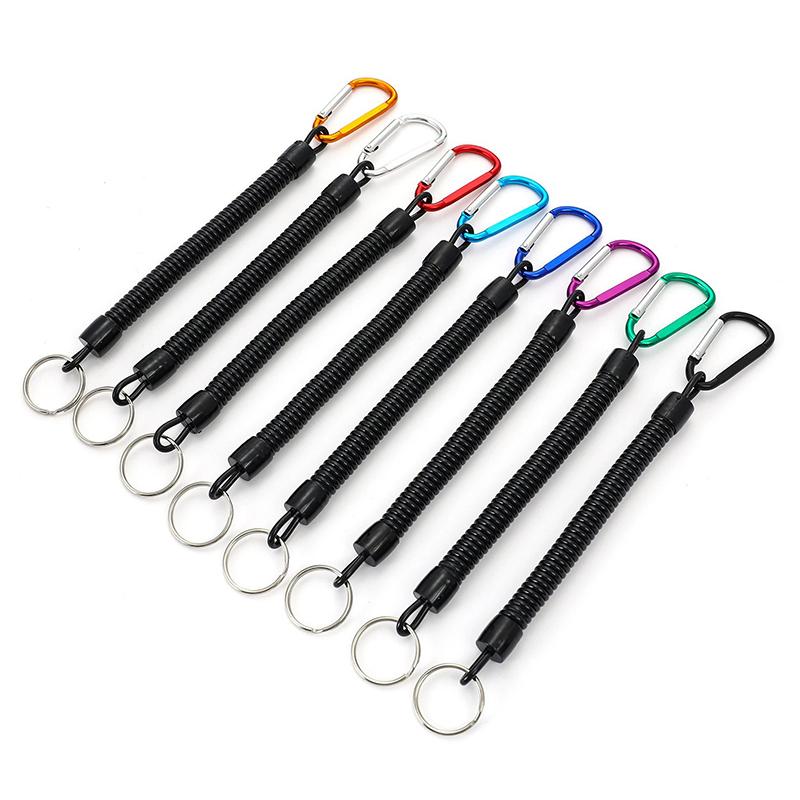 1Pc Key Chain Outdoor Lanyard Elastic Spiral Spring Coil Strap Retractable Rope Camping Anti-lost