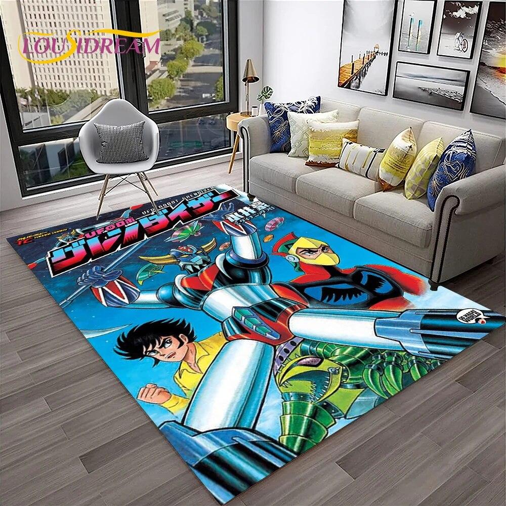 3D Cartoon UFO Robot Grendizer Anime Carpet Rug for Home Living Room Bedroom Sofa Doormat Decor,kids Area Rug Non-slip Floor Mat