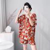 1011 New cotton and silk pajamas women's spring summer short-sleeved shorts printed suit cute fashion loungewear