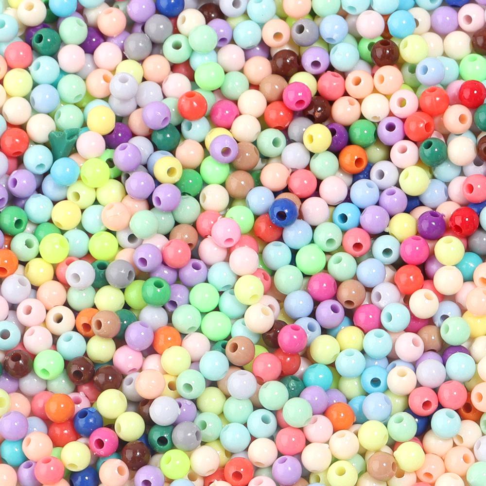 1000pcs 4mm Acrylic Beads Mini Solid Color Round Loose Spacer Seed Beads For Jewelry Making DIY Bracelets Necklace Accessories