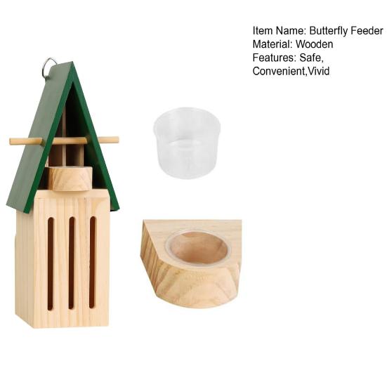 Butterfly House And Feeder Wooden Butterfly House Natural Butterfly Habitat with Butterfly Puddler Outdoor Hanging Butterfly Shelter And Feeder