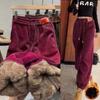 Women's Autumn and Winter Plus Size Corduroy Thickened Plus Velvet Feet Casual Pants