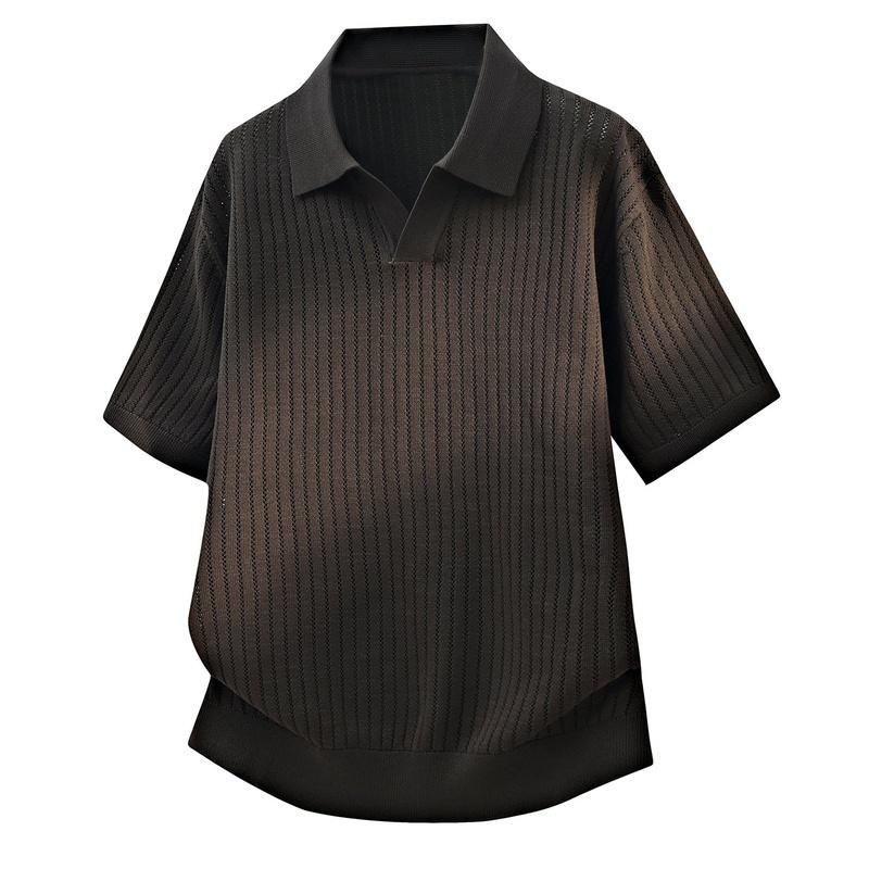 Maglione a Maniche Corte Polo con Collo a Revers