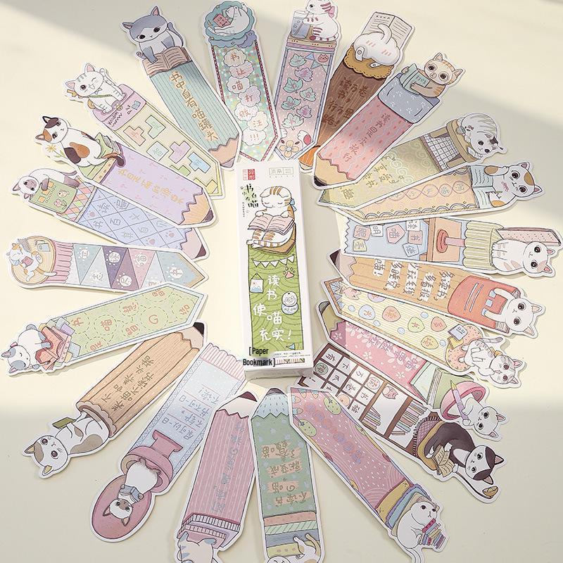 Muran Creative Hand-painted Cat Bookmarks, 30 Irregular Pieces