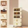 40-60cm Wide Transparent Foldable Double Door Floor Storage Cabinet with Multiple Layers