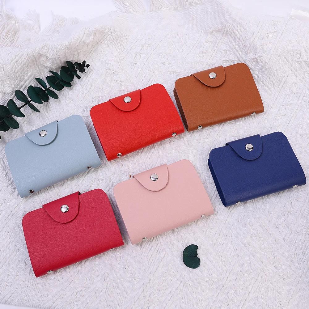 Nouveau Porte-Cartes pour Embouts à 24 Emplacements Sac Simple Couleur Unie Pochette pour Femmes Hommes Organisateur de Cartes de Crédit ID Portefeuille Porte-Cartes en Cuir