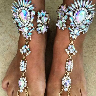 Miwens One Piece Langer Sommerurlaub Fußkettchen Armband Sandale Sexy Beinkette Frauen Boho Kristall Fußkettchen Statement Schmuck A548