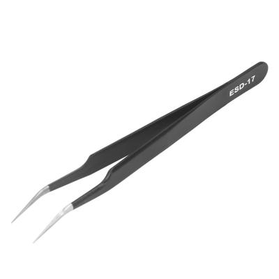 Static Proof Tweezers Stainless Steel Non Magnetic Elbow Pointed Tip for SMD Eyebrow ESD?17