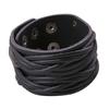 Women Men Punk Style Cool Leather Bangle Knitting Wide Cuff Handmade Bracelet
