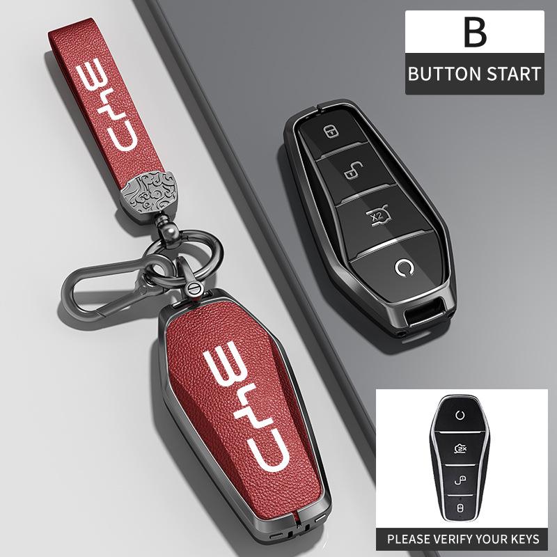 BYD Han Key Cover - Compatible with BYD Qin Pro, Song Max New Energy, Tang, and Song Plus Cars, Features Metal Shell and Bag Buckle.