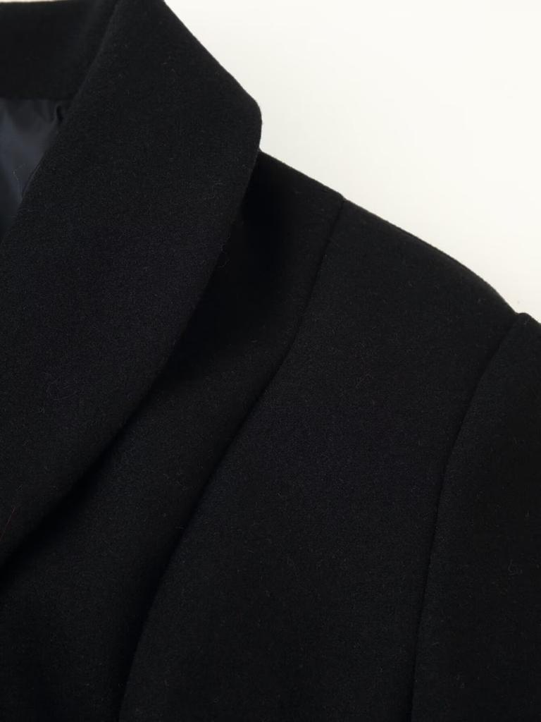 European and American style, new women's clothing, versatile fashionable lapel buckle pocket decoration long woolen coat