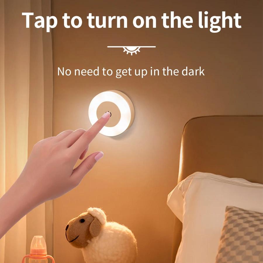 Led Wall Light Portable USB Rechargeable Night Light for Living Room Bedroom Lighting Lamps Bedside Lamp Touch Light Home Decor
