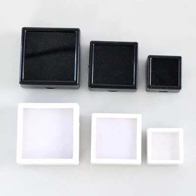 Espositore per gioielli in acrilico con perline di diamanti sciolte, vetrina 3x3 cm, bianco