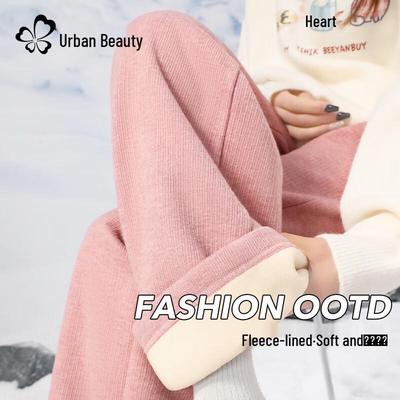 Women's Fleece-Lined Loose Wide-Leg Sports Pants