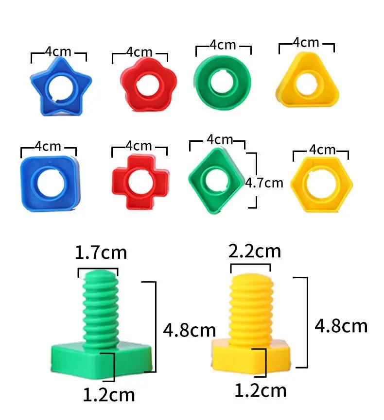 Set da 5 Vite Blocchi da Costruzione Forma Dado Giocattoli Puzzle da Abbinare Per regalo Riconoscimento Forma Colore Giocattoli Educativi
