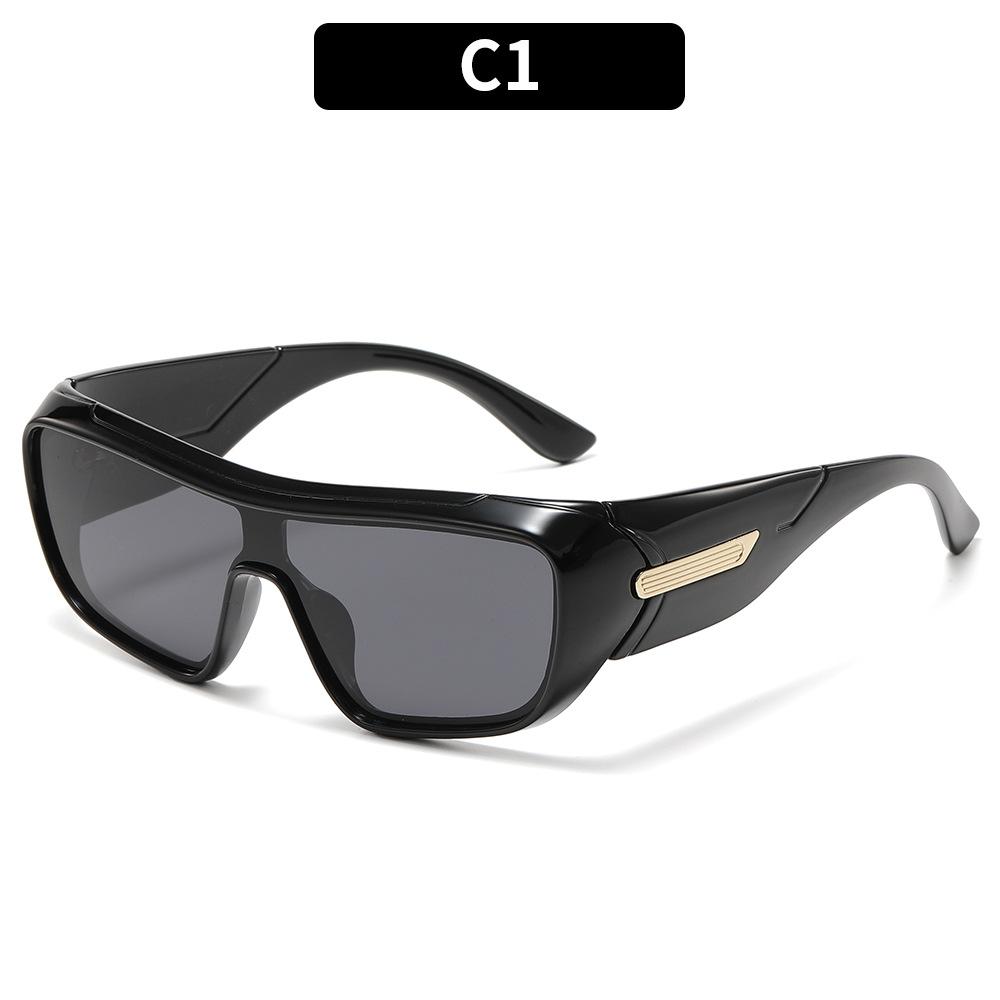 European And American Fashion New Large-Frame One-Piece Sunglasses Retro Personalized Men S Versatile Sunglasses Uv-Proof Trendy Glasses