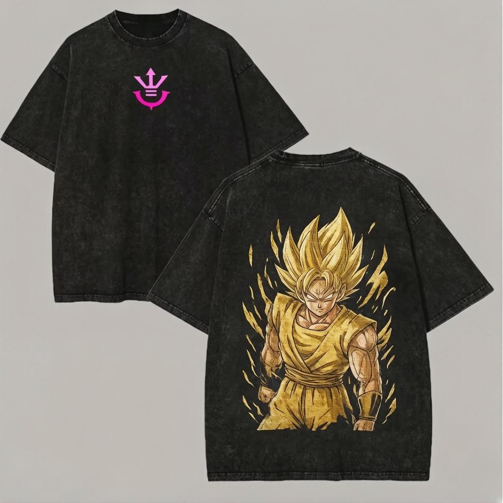Ultra Ego Vegeta T Shirt Dragon Ball Super Men Vintage Acid Wash Oversized Cotton Purple Power Graphic Anime Streetwear Tees