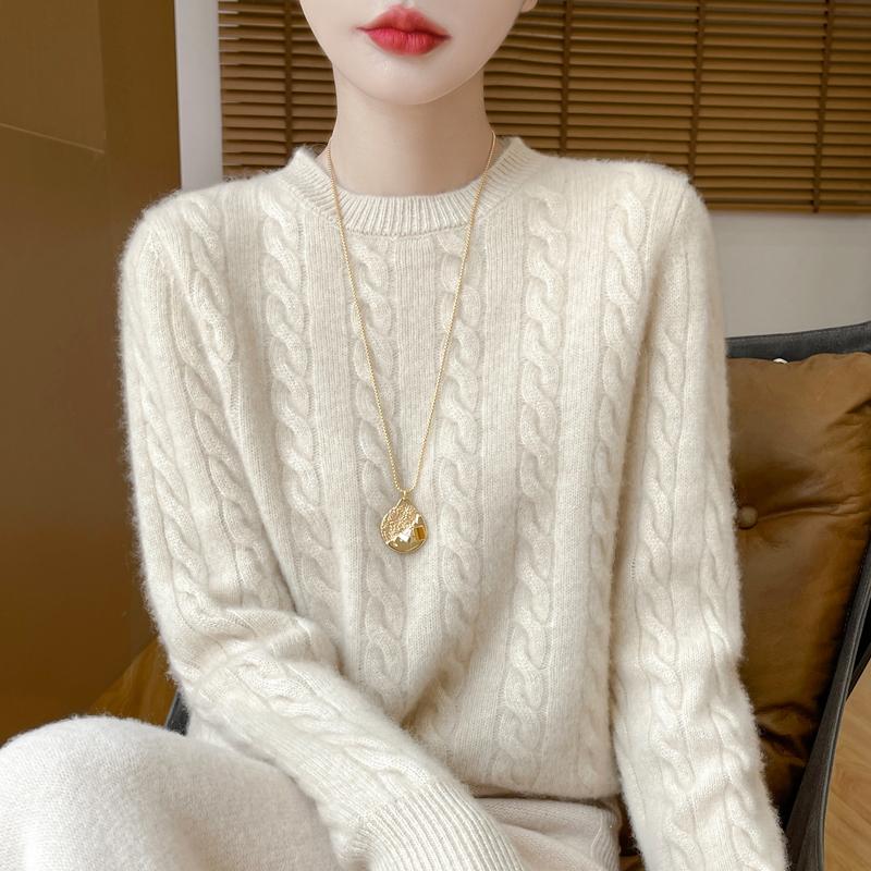 

Женский свитер 100% шерсть MODERN NEW SAGA O-образный вырез трикотажный пуловер толстые зимние джемперы женские трикотажные топы XL бежевый