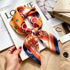 Commuter elegant flower silk scarf women's contrasting color retro printing satin scarf shirt with multi-purpose decorative small scarf