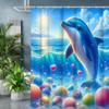 Dolphin In Wave Bathing Curtain  Bathroom Shower Curtain Waterproof With 12 Hooks Home Deco Free Ship