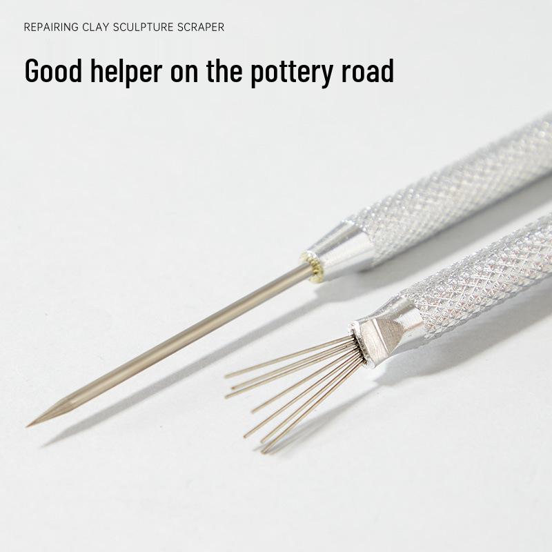Beginner Pottery Needle Set: 7 Aluminum Detailing Tools for Sculpting Clay