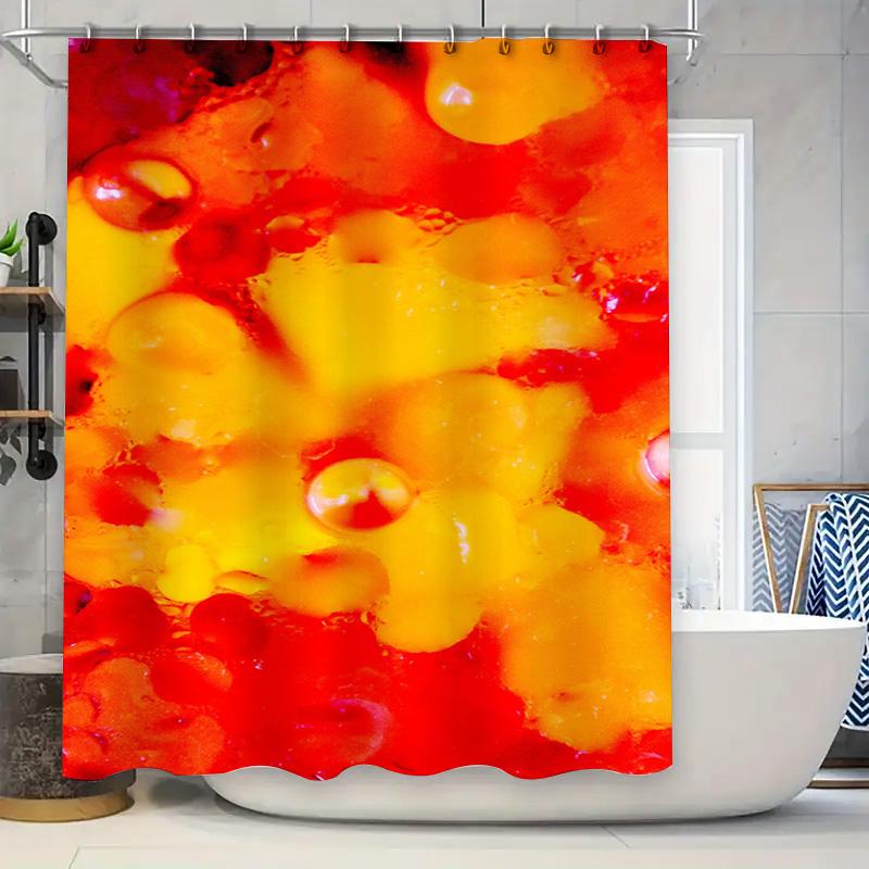 

Bright Red Yellow Shower Curtain Printed Waterproof Fabric For Bathroom Decorations W60H190(CM)-1 Pcs