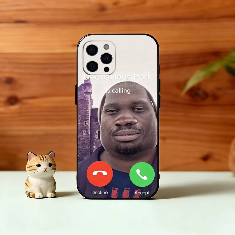 Funny J-John Pork is Calling Phone Case For iPhone 17,16,15,14,13,12,11 Plus,Pro Max,XS,Soft Silicone Black Cover