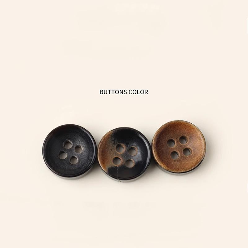 10Pcs Quaint Style, Versatile Coffee Color, Grilled Surface, Round Natural Horn, Small Button Shirt Button, Chiffon Shirt Button.