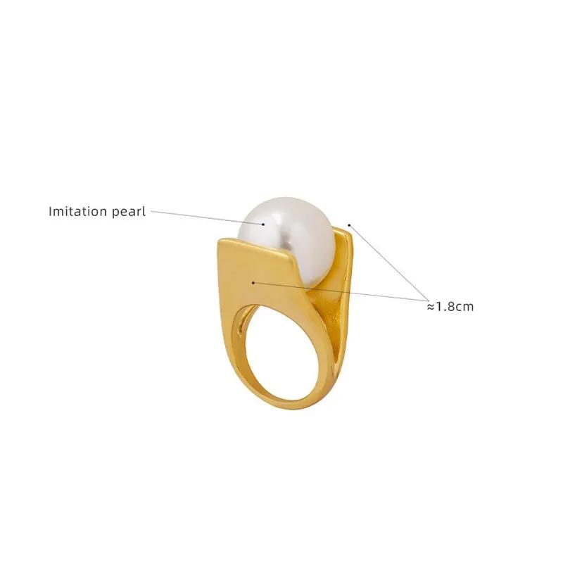 Ring Y Shaped Big Imitation Pearl Rings For Women Exaggerated Charm Jewelry