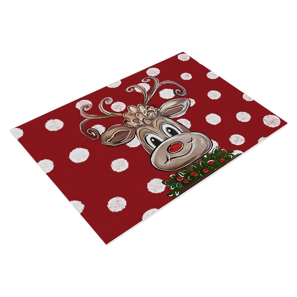 Christmas Dining Mat, Restaurant Atmosphere Decoration, Table Mat, Linen Printed Insulation Mat, Western Style Mat