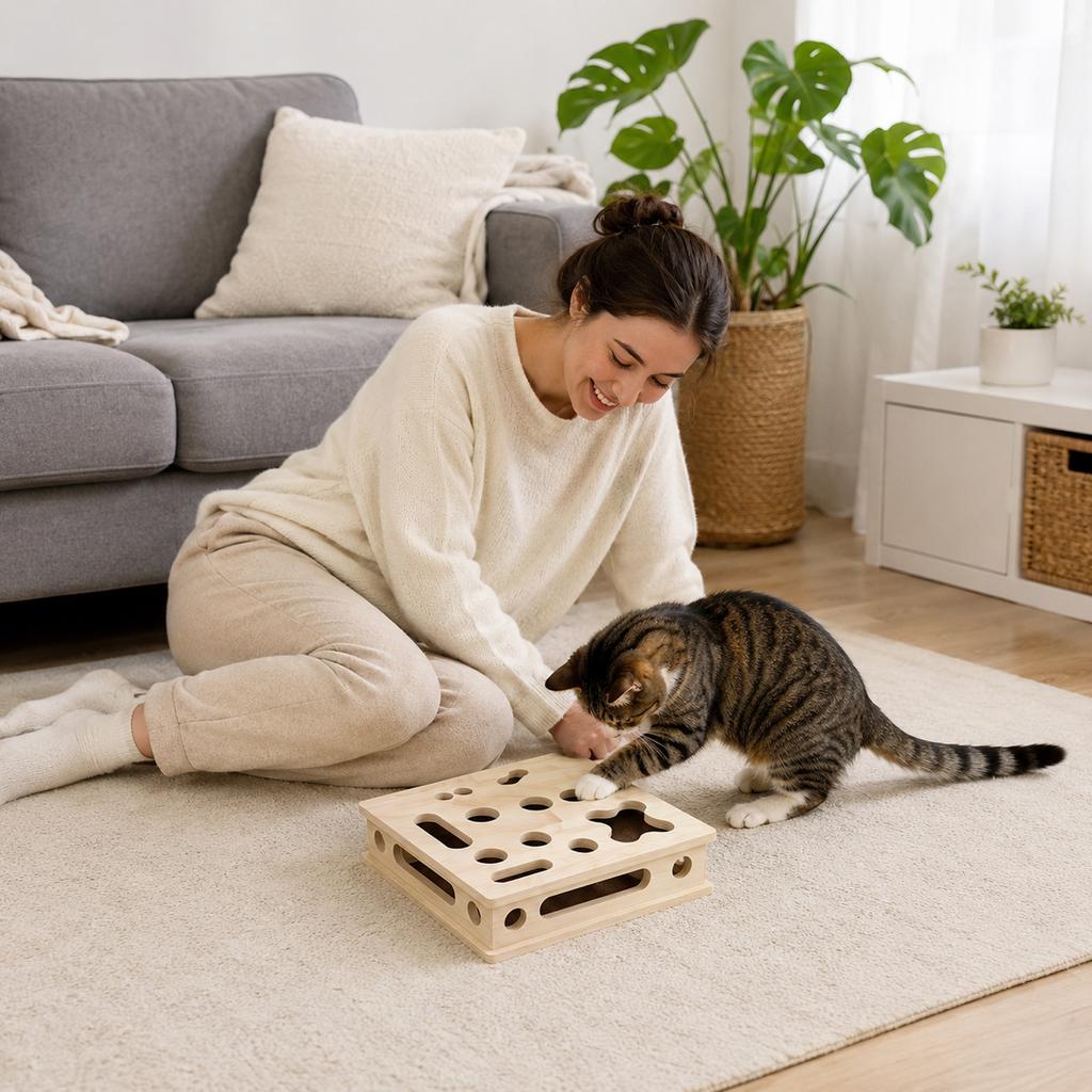 Interactive Scratcher Puzzle Toy Box for Cats