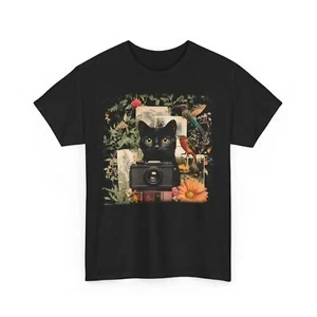 Funny Cat T Shirt For Lovers Cute Vintage Versatile Casual Streetwear Homme Slightly Breathable Top For Everyday Wear
