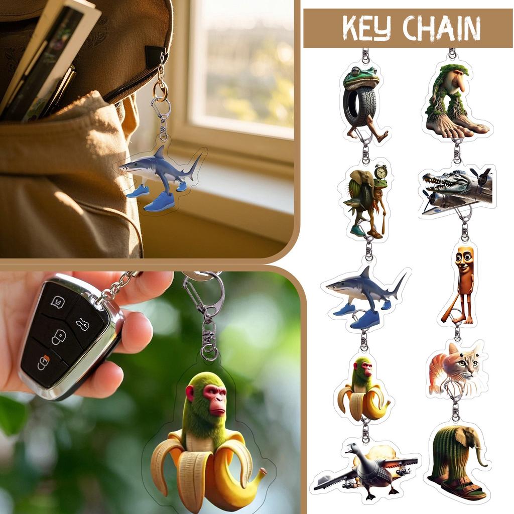 Foreign Version Of Shan Fun Acrylic Keychain, Trendy Acrylic Decoration, Interesting Image